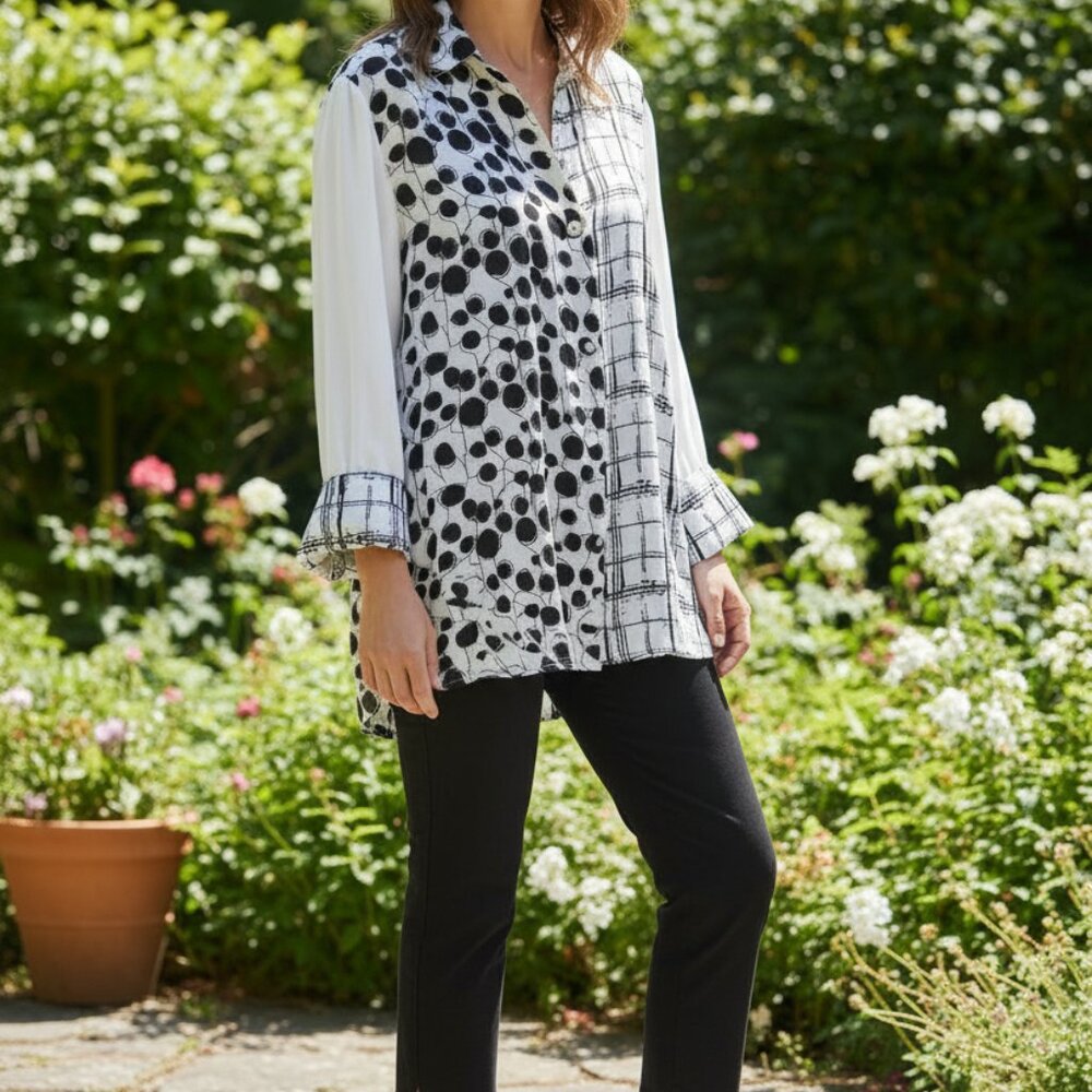 Black and White Tunic Blouse
